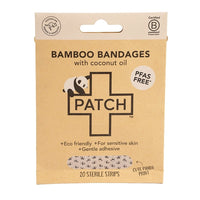 Packaging of Bamboo Bandages with Coconut Oil by Patch on a beige background