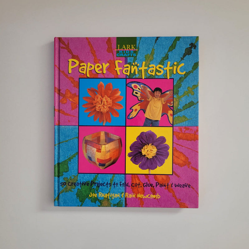 Kids craft book 'Paper Fantastic" 50 creative projects to do. Blue and Pink cover with four squares on cover