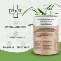 Patch bamboo bandages packaging with green leaves on a light background