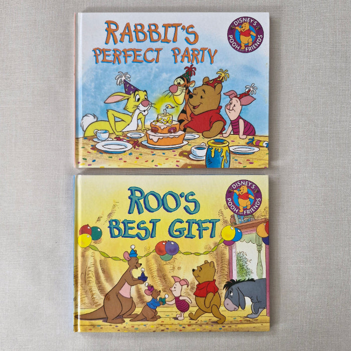 Two children's books titled 'Rabbit's Perfect Party' and 'Roo's Best Gift'