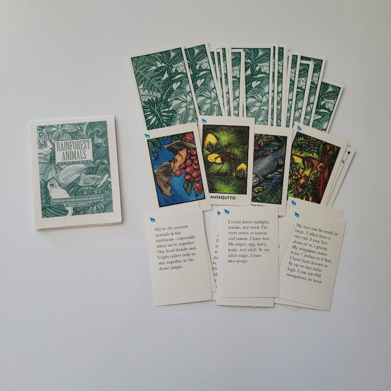 Collection of nature-themed cards on a white background