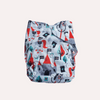 Patterned reusable cloth nappy on a white background