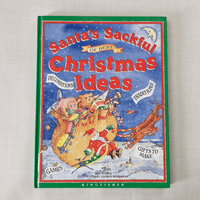 Book cover of 'Santa's Sackful of Best Christmas Ideas' with festive illustration on a light grey background