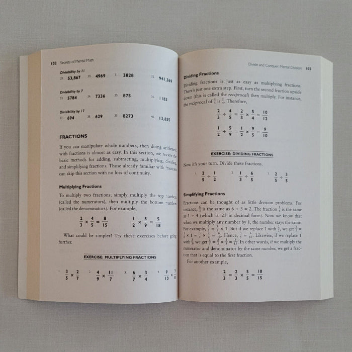 Open book on a gray background with text and mathematical equations.