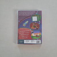 Back cover of a children's book with colourful illustrations on a gray background