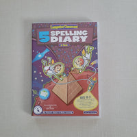 Spelling diary book with colourful cover on a gray background