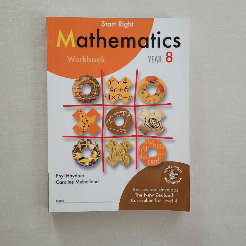 Mathematics workbook cover with game board design on a plain background