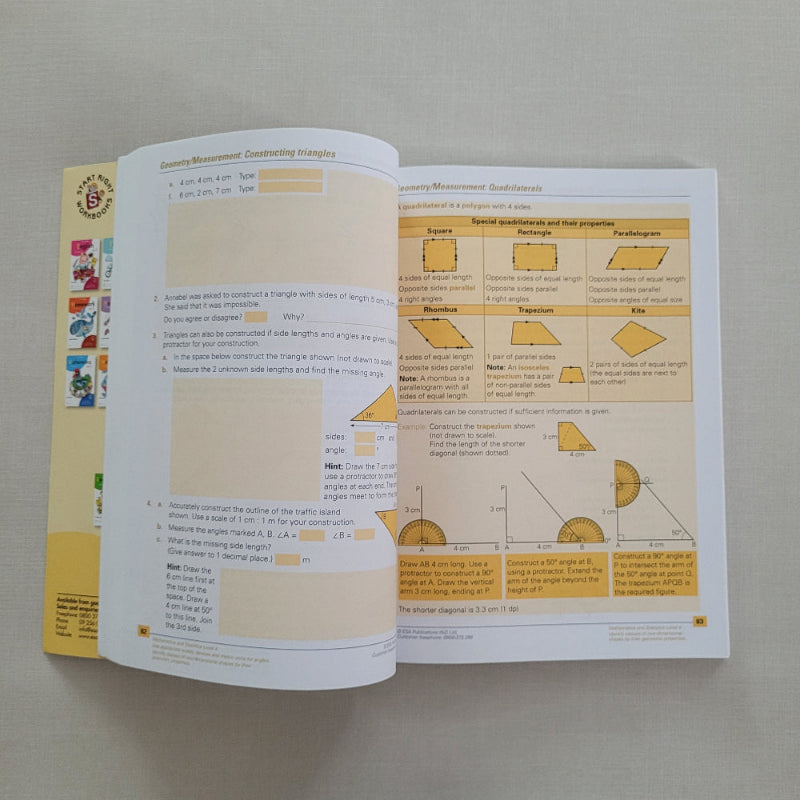 geometric diagrams and text in maths book on a gray background