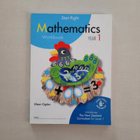 Mathematics Year 1 workbook cover with colourful design on a beige background