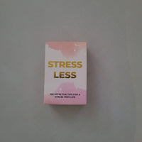 Small box with 'Stress Less' text on a light gray background
