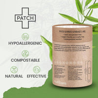 Nutricare bamboo bandage packaging with green leaves on a white background