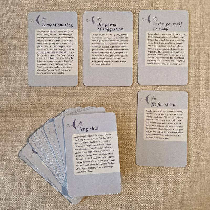Set of cards with text on a beige fabric background