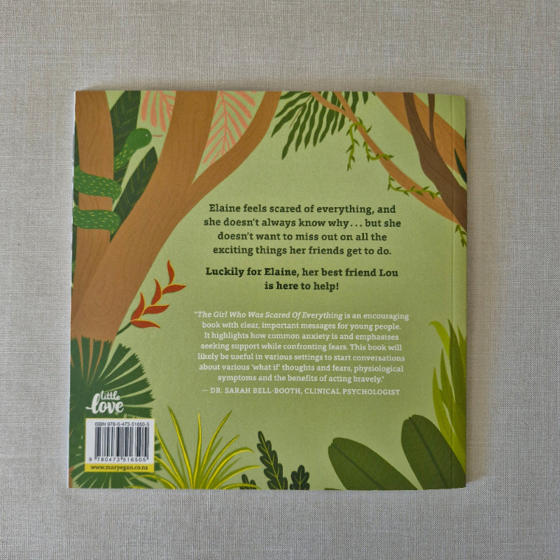 Book back cover with nature-themed design on a textured surface