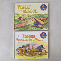 Two children's books titled 'Piglet to the Rescue' and 'Tigger Bounces into Fall' 