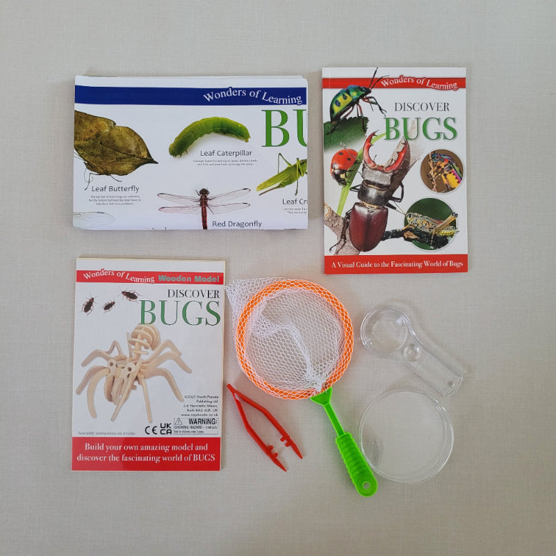 Discover bugs science resources with a poster, book and insect kitset