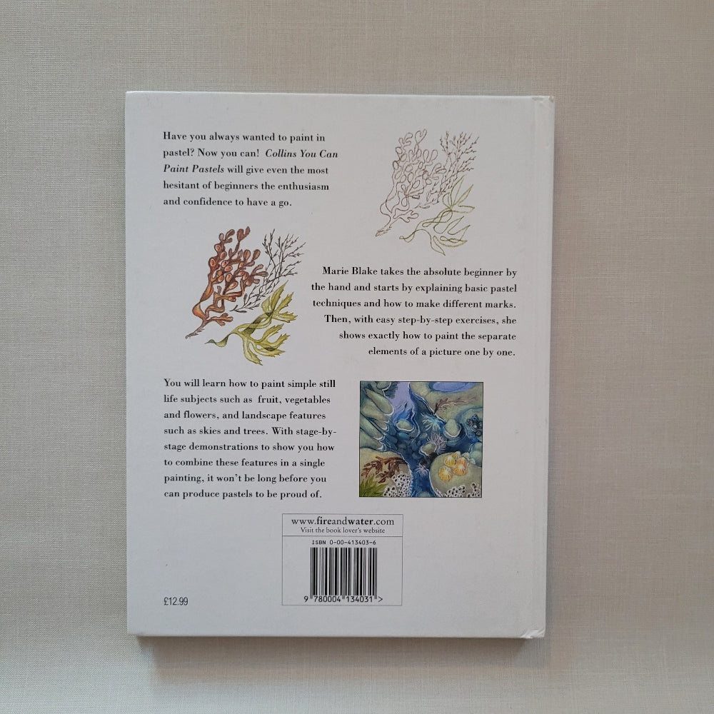 Book back cover with illustrations and text on a textured surface