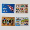 Set of four children's educational puzzles on a white background
