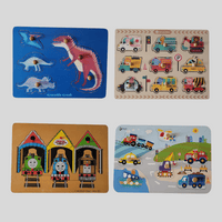 Set of four children's educational puzzles on a white background