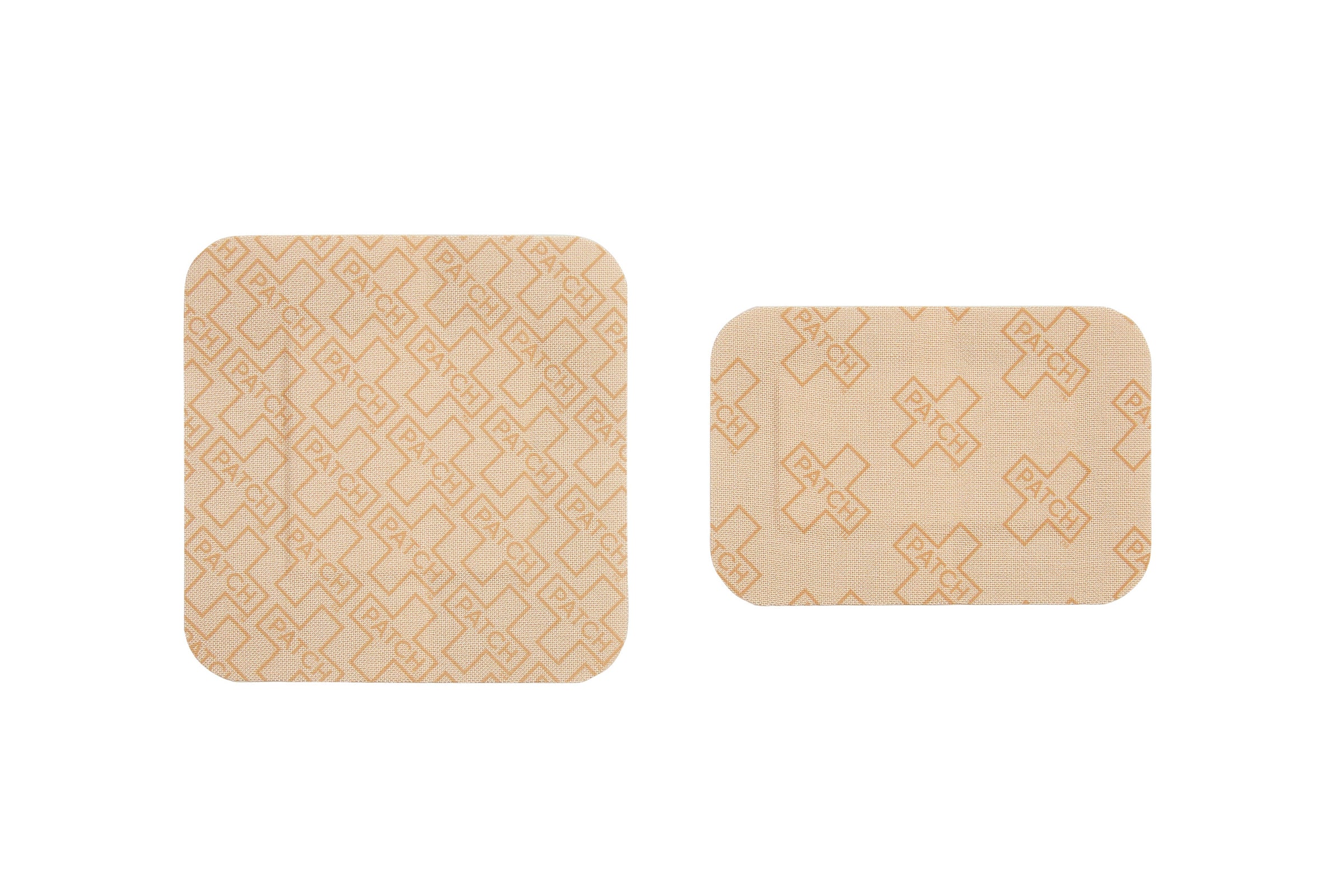 Two beige textured coasters on a white background